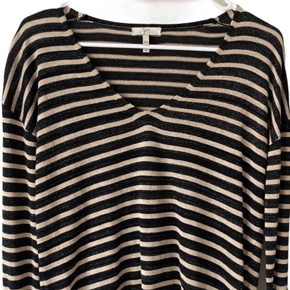 Joie Black Gold Emere Striped Shimmer Sweater - Picture 3 of 8